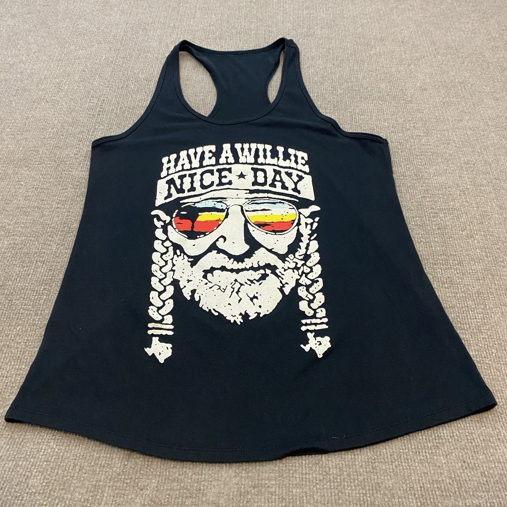 Have A Willie Nice Day Willie Nelson Women's XL Black Tank Top Shirt Festival